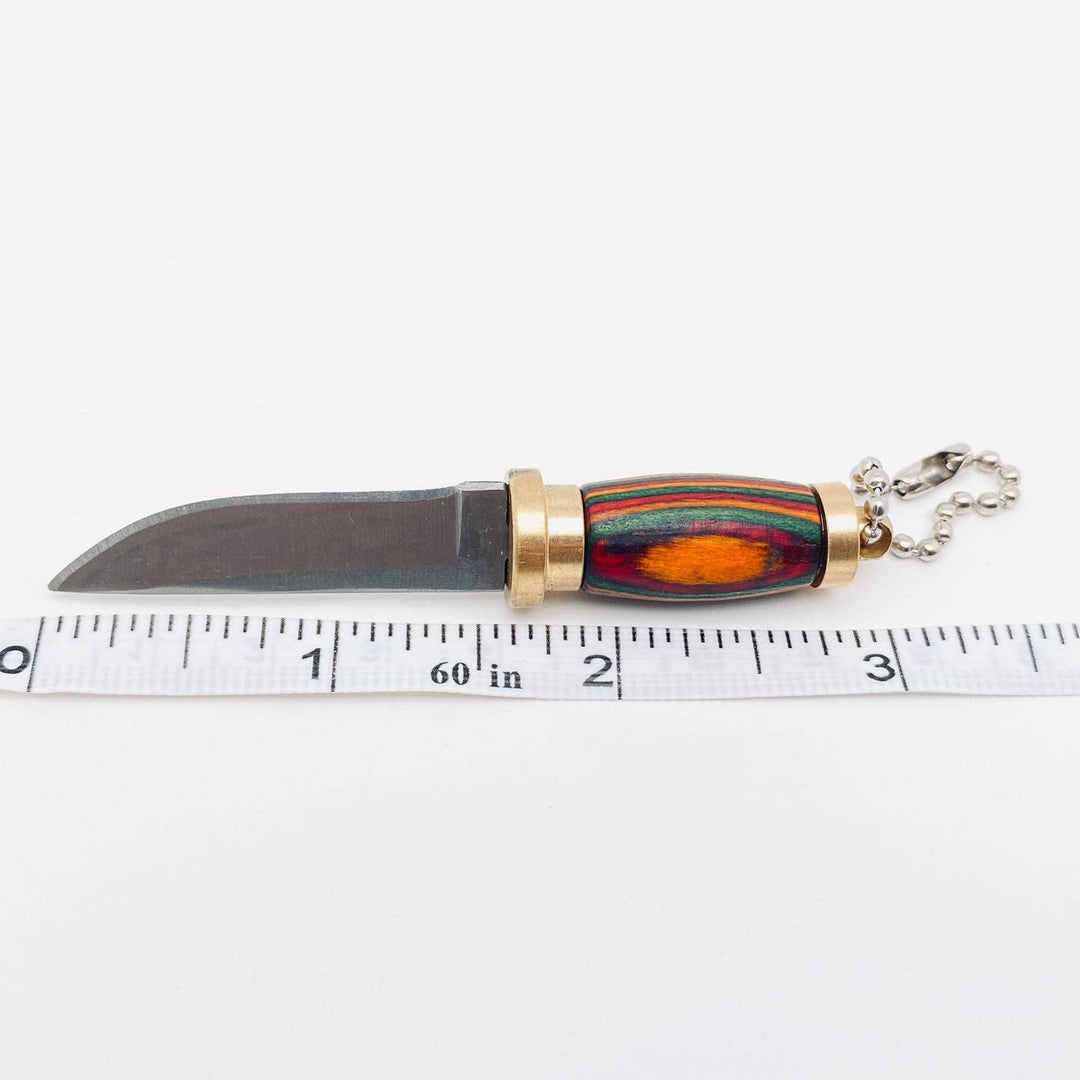 Colored Wood Handle Portable Mini Knife with Protective Cove: Style B