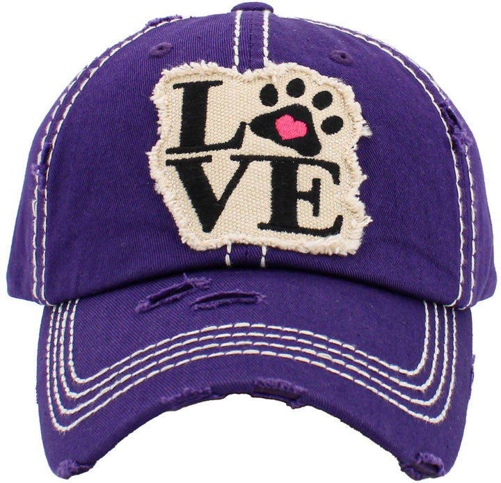 Paw Love Vintage Ballcap, Black