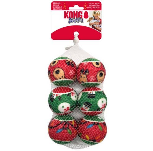 KONG Holiday SqueakAir® Balls 6-pk Md