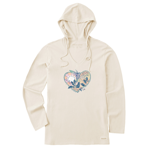 W's L/S Crusher-LITE Hooded Tee Dreamy Hummingbird Heart