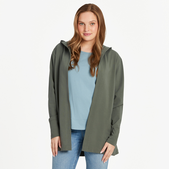 Women's Solid Crusher-FLEX Cardigan