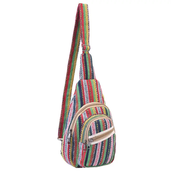 Hippie Boho Cotton Bohemian Crossbody Sling Crossbody Backpack