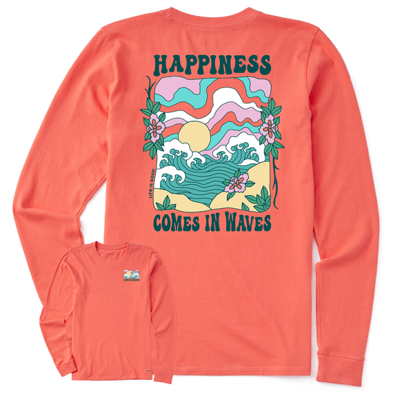 W's Groovy Happiness Wave Long Sleeve Crusher-LITE Tee