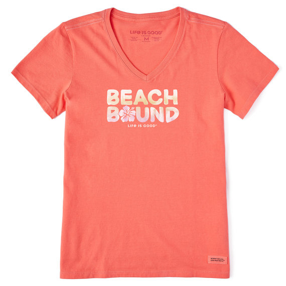 W's Wordsmith Beach Bound Hibiscus Short Sleeve Vee