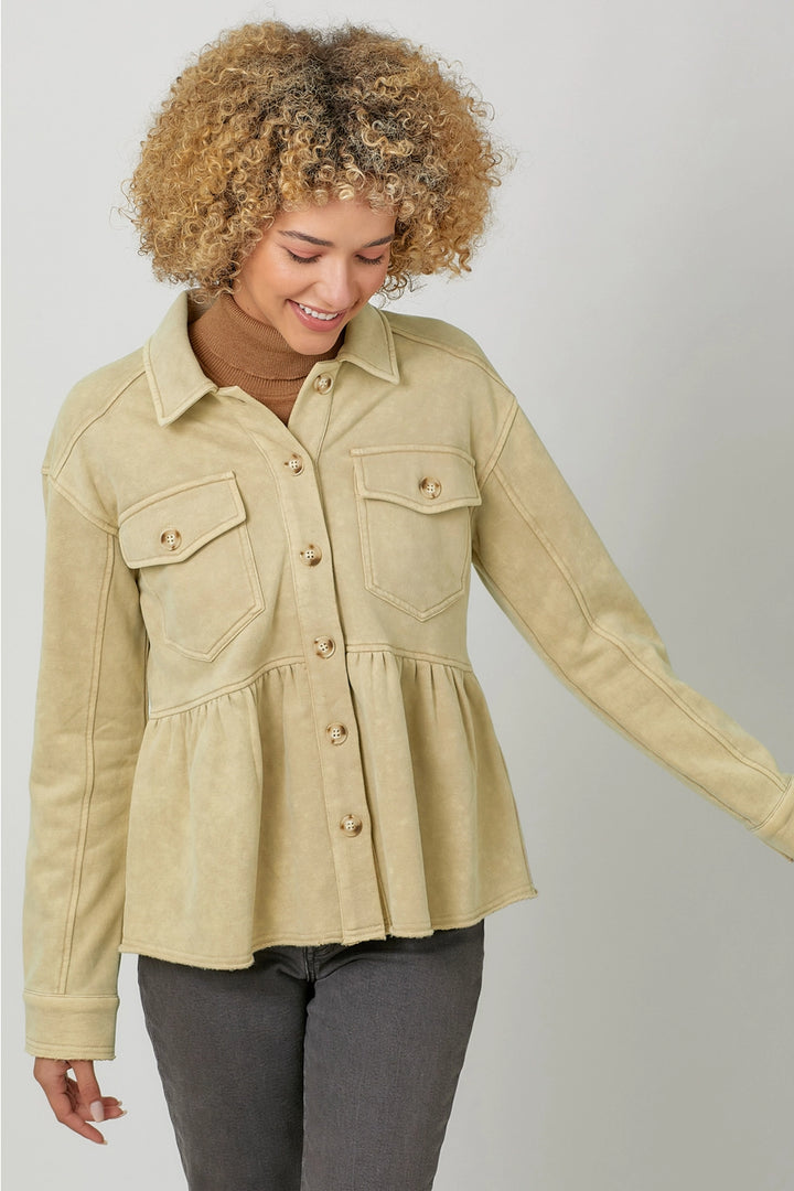 W's Peplum Terry Washed Jacket