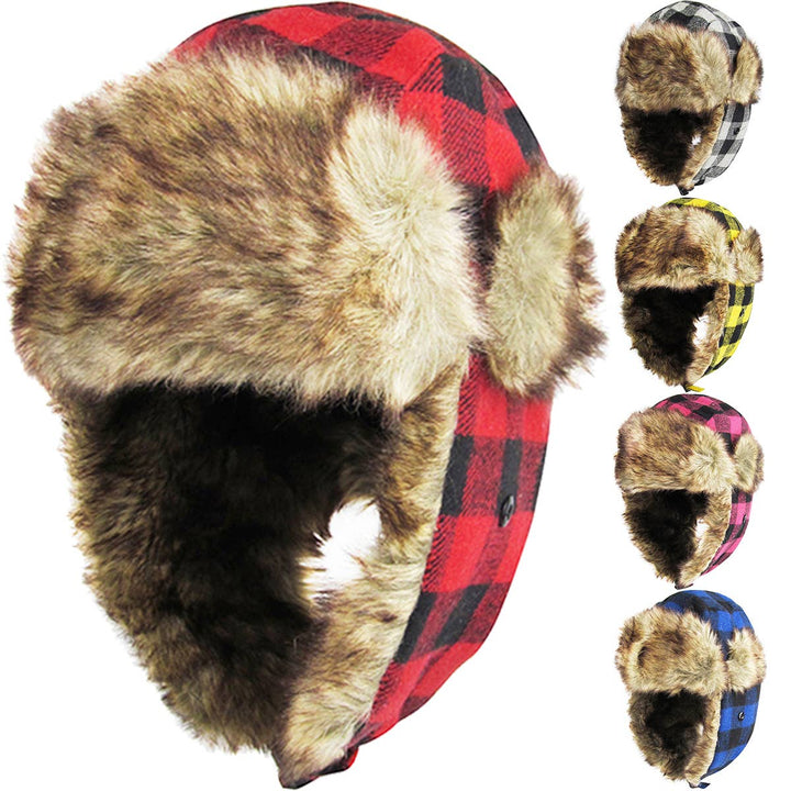 Buffalo Plaid Trapper: RED-BLK