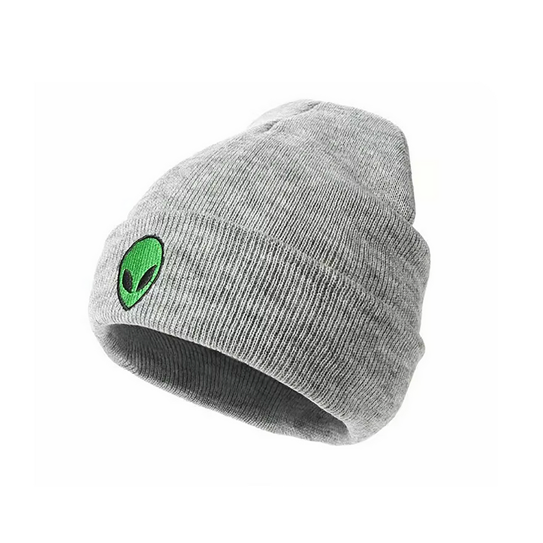 Alien Embroidered Knit Beanie, Assorted