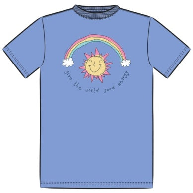 K'S SUN AND RAINBOW GOOD ENERGY S/S CRUSHER TEE, CORNFLOWER BLUE