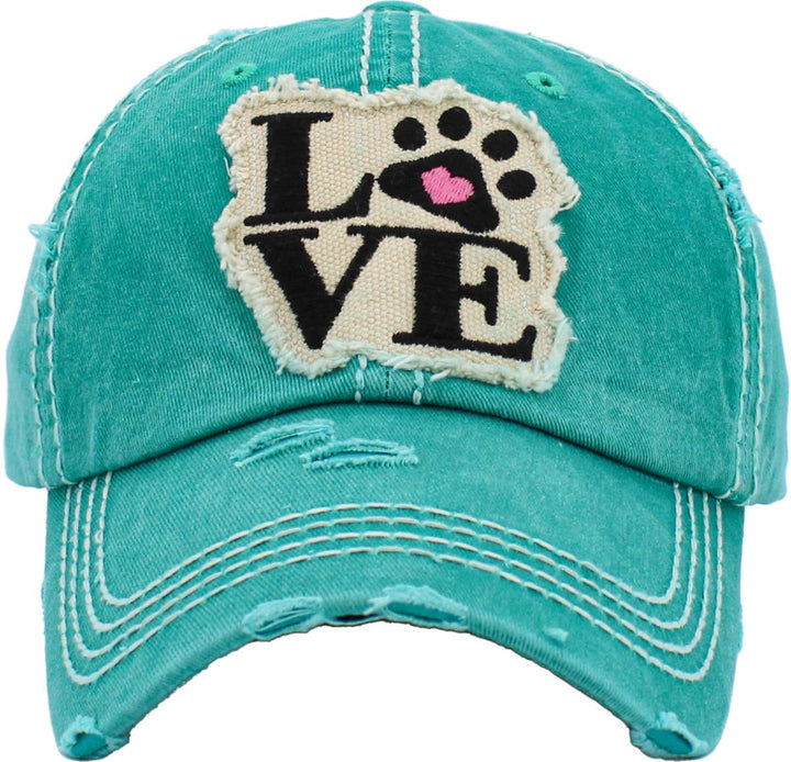 Paw Love Vintage Ballcap, Black