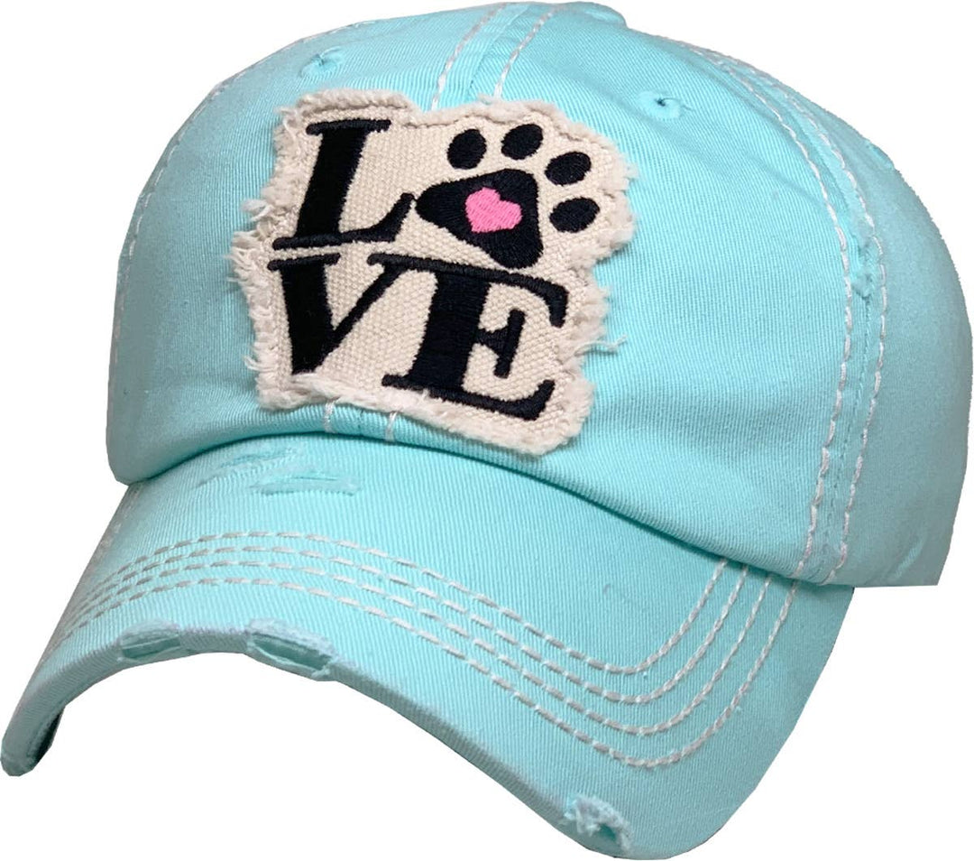 Paw Love Vintage Ballcap, Black