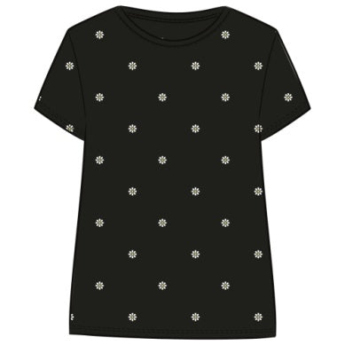 W'S DAISY DOT PATTERN CRUSHER-LITE EASY TEE, JET BLACK