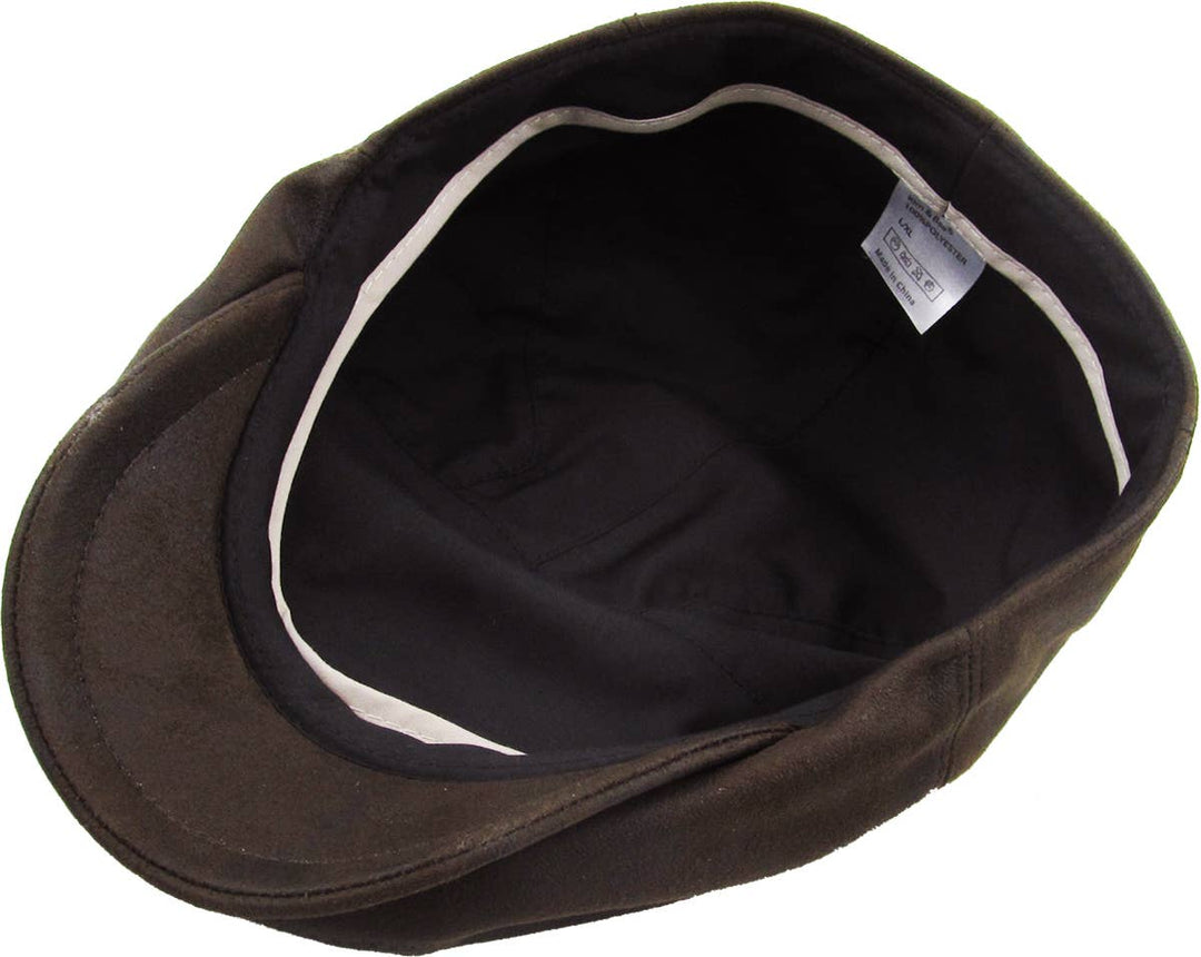 Faux Leather Ascot Ivy Newsboy Hat: Dark Brown