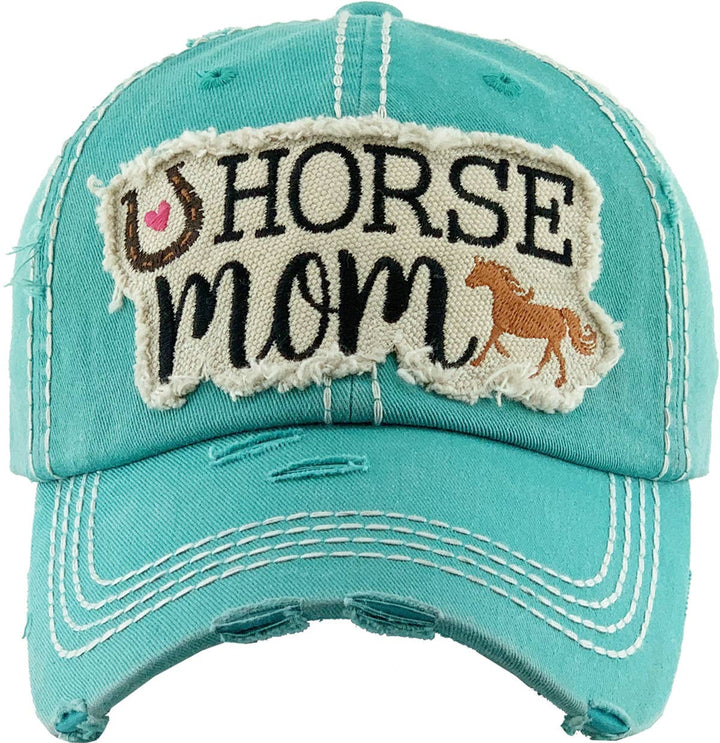 HORSE MOM Washed Vintage Ballcap: TUQ