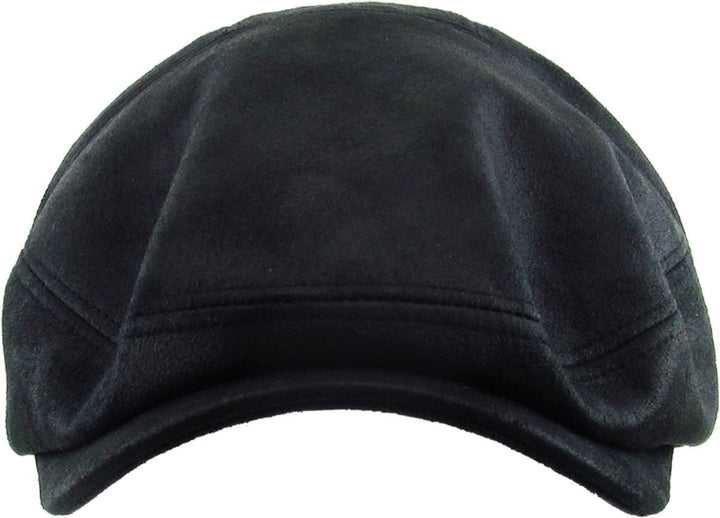 Faux Leather Ascot Ivy Newsboy Hat, Charcoal, L/XL