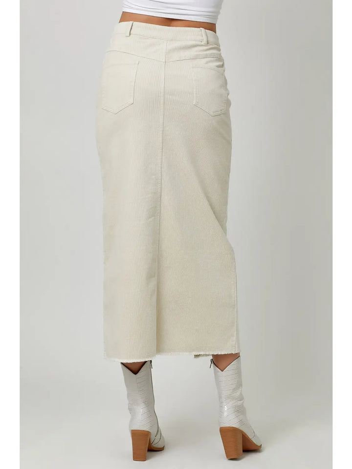 W's Midi Front Slit Corduroy Skirt