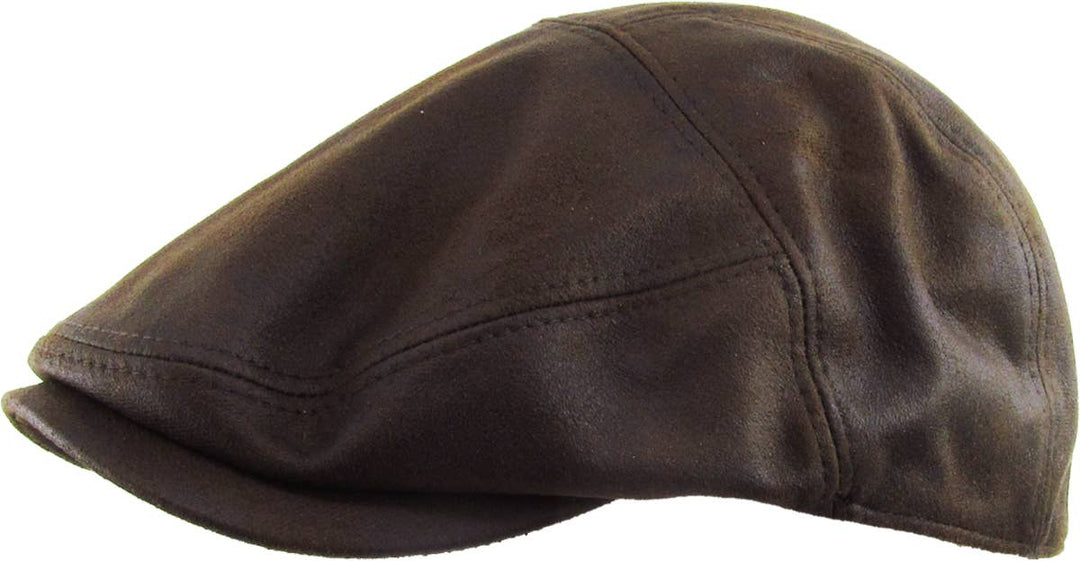 Faux Leather Ascot Ivy Newsboy Hat: COPPER