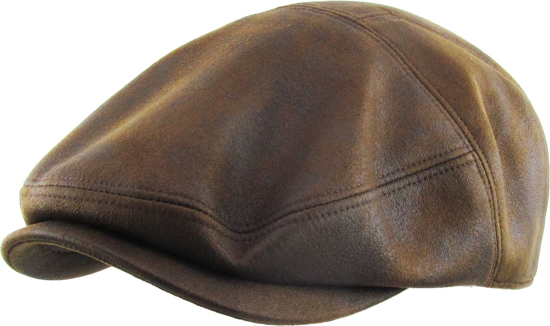 Faux Leather Ascot Ivy Newsboy Hat: COPPER