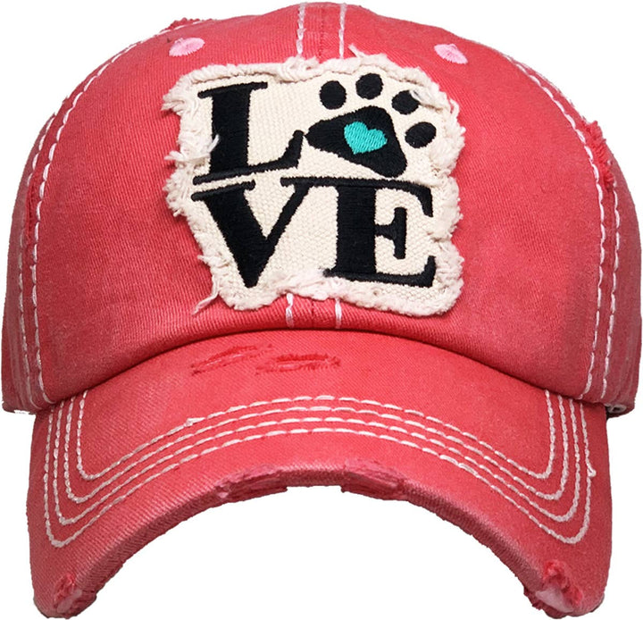 Paw Love Vintage Ballcap, Black