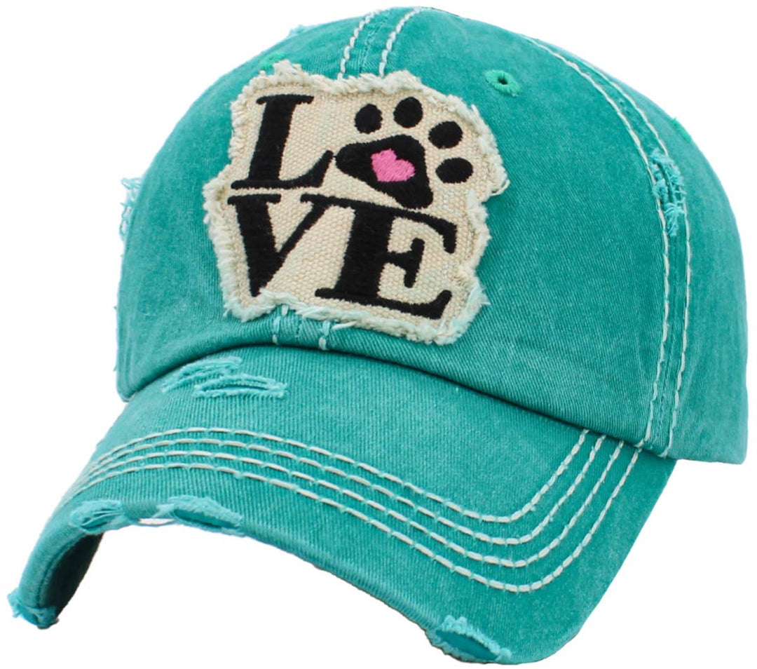 Paw Love Vintage Ballcap, Black