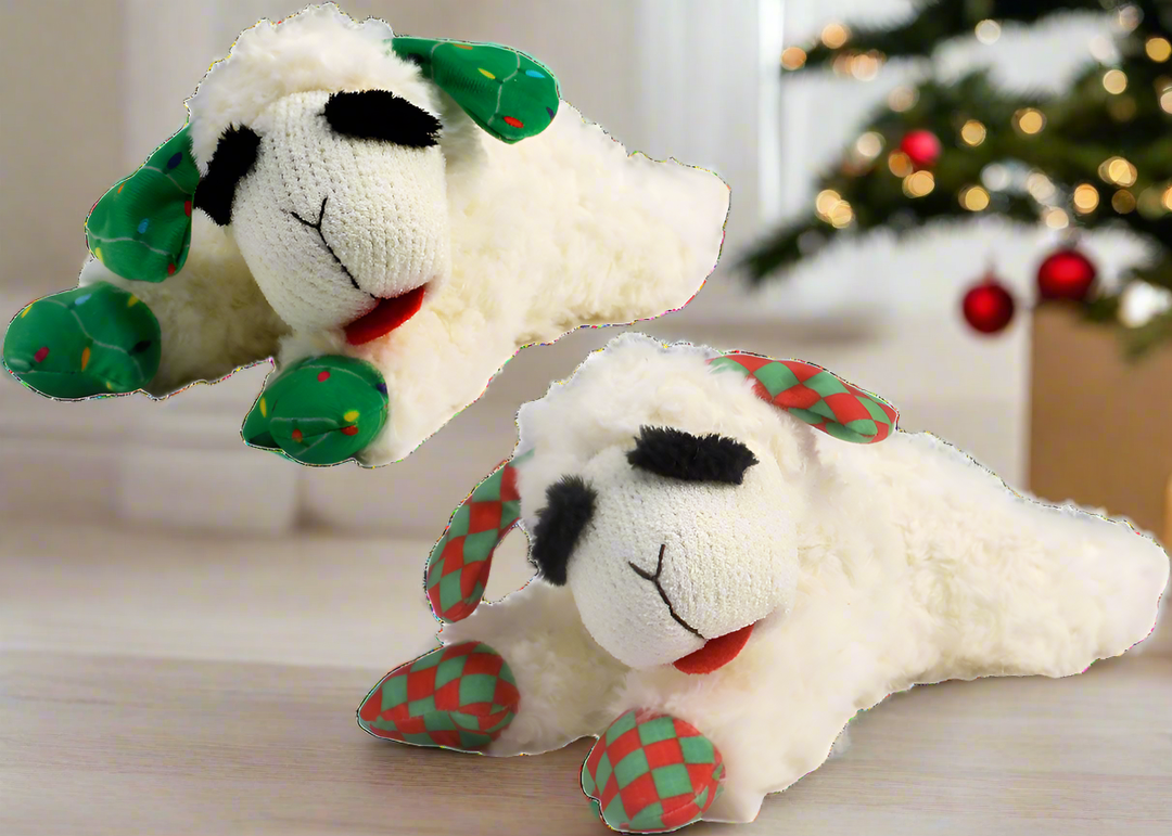 Multipet 10" Holiday Christmas Lamb Chop Plush Dog Toy