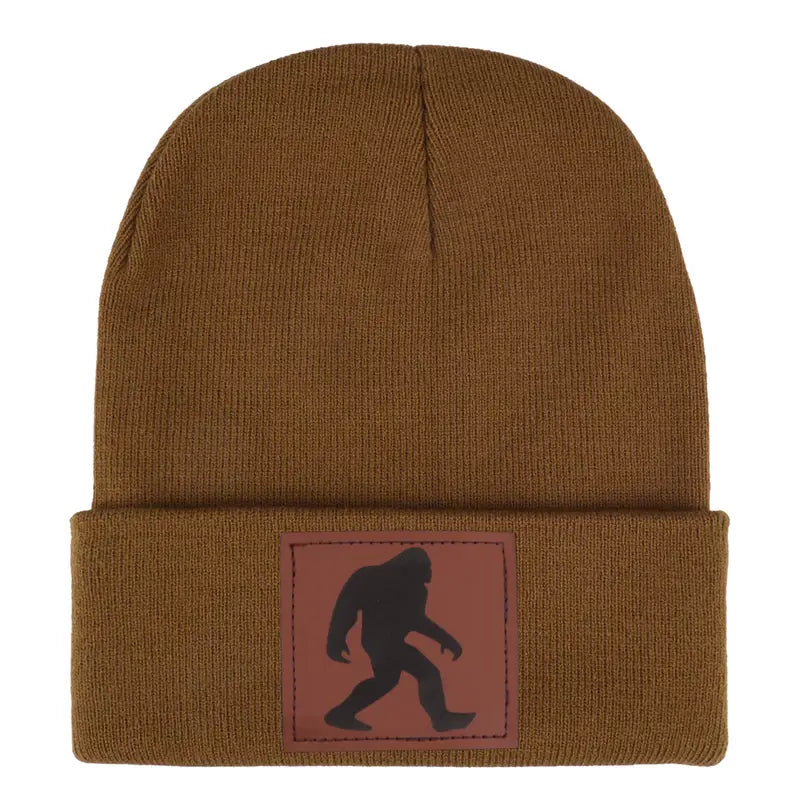 Big Foot Beanie w/Leather Patch, Assorted