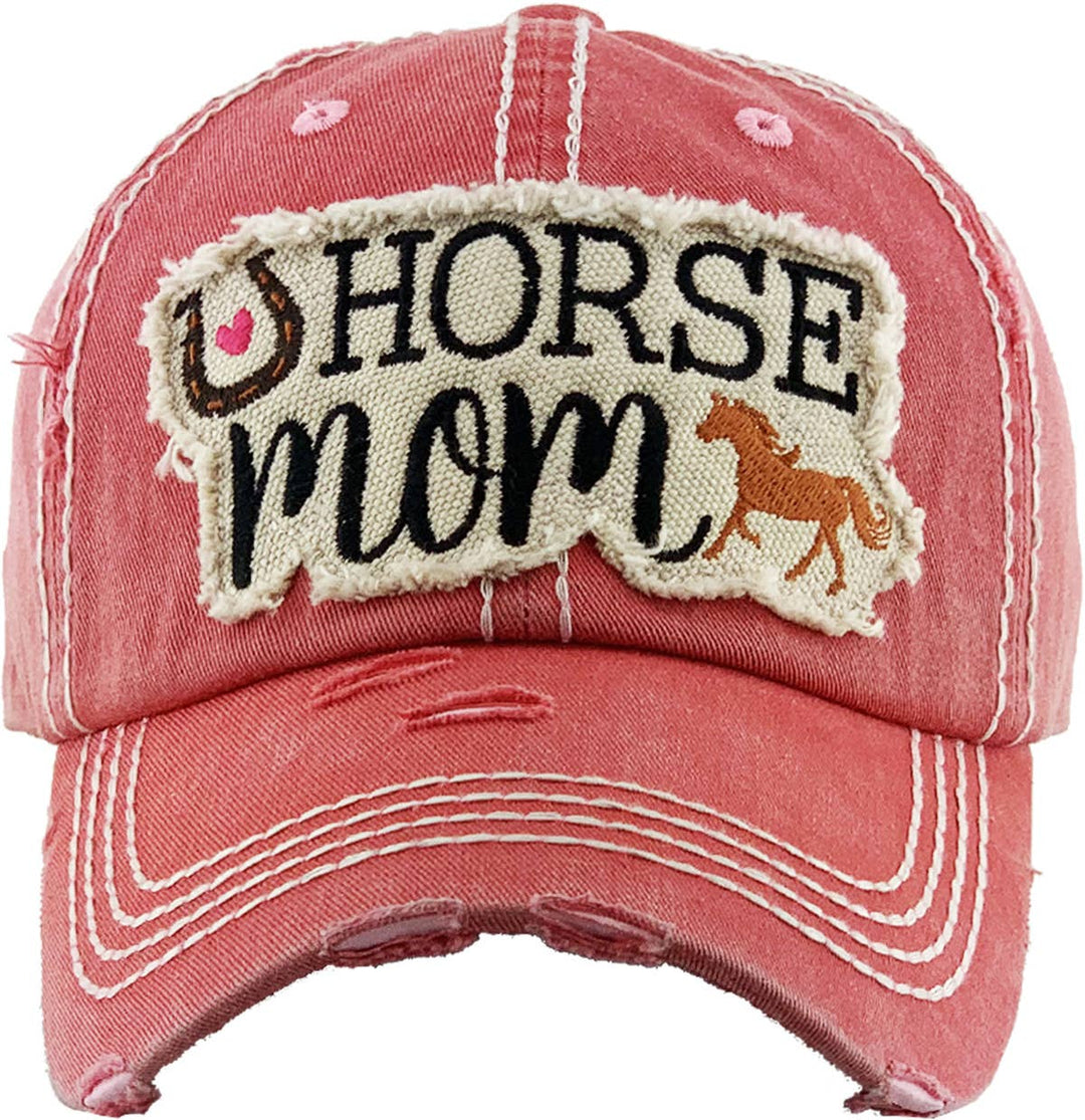 HORSE MOM Washed Vintage Ballcap: TUQ