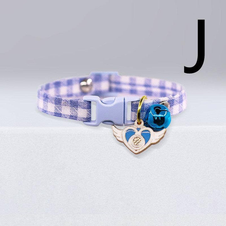 Checkered Cat Collar with Bell - Stylish Grid Patterns: B / S