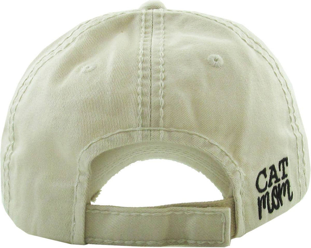 CAT MOM Washed Vintage Ball Cap: BUR