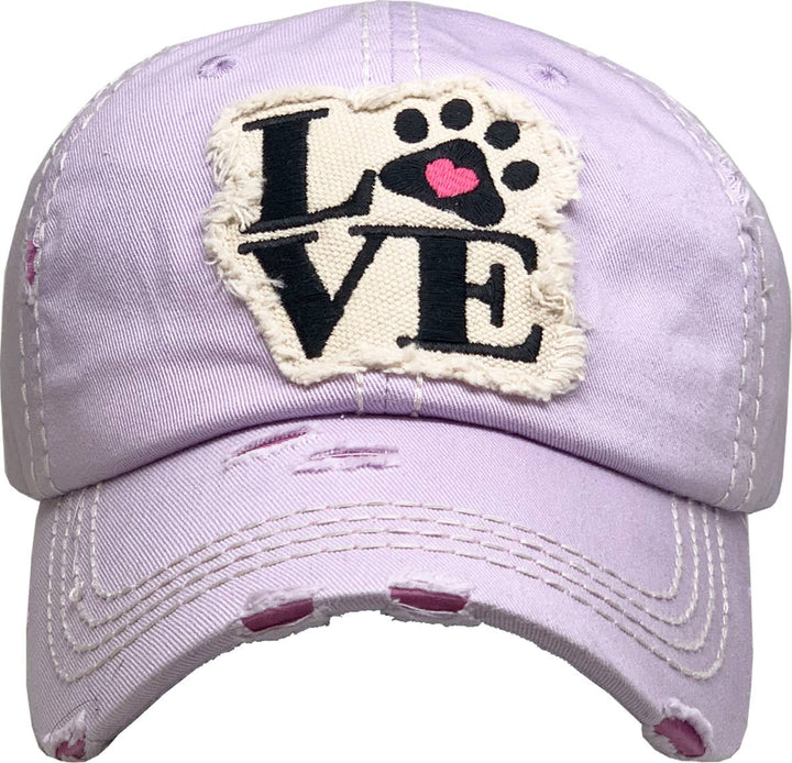 Paw Love Vintage Ballcap, Black