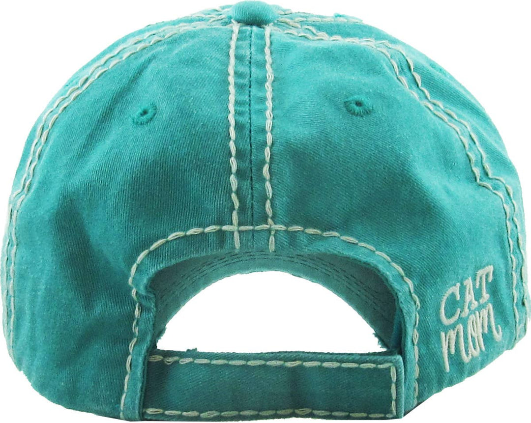 CAT MOM Washed Vintage Ball Cap: BUR