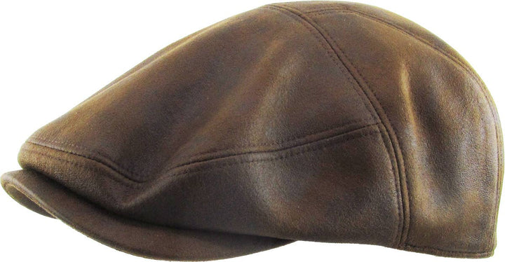 Faux Leather Ascot Ivy Newsboy Hat: COPPER