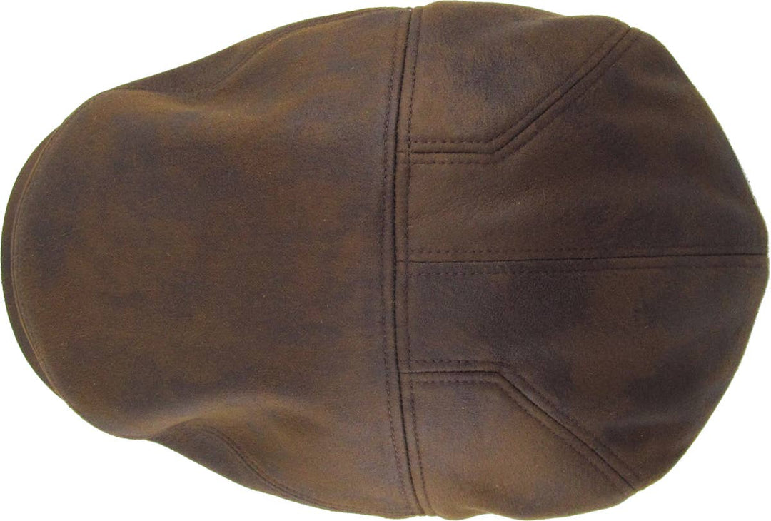 Faux Leather Ascot Ivy Newsboy Hat: COPPER