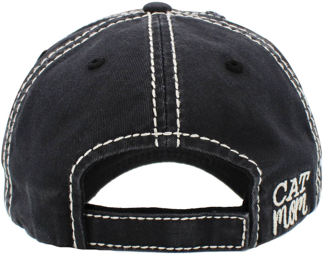 CAT MOM Washed Vintage Ball Cap: BUR