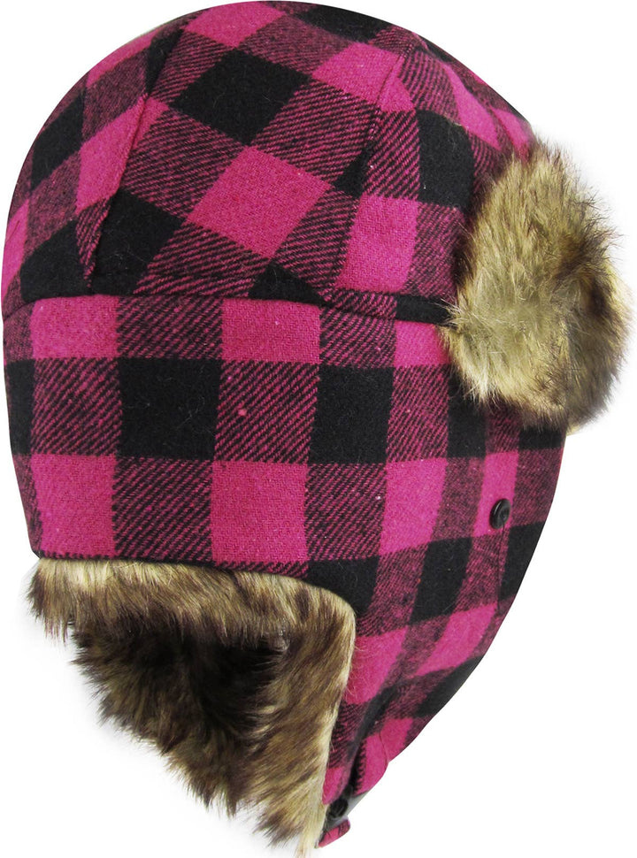 Buffalo Plaid Trapper: RED-BLK