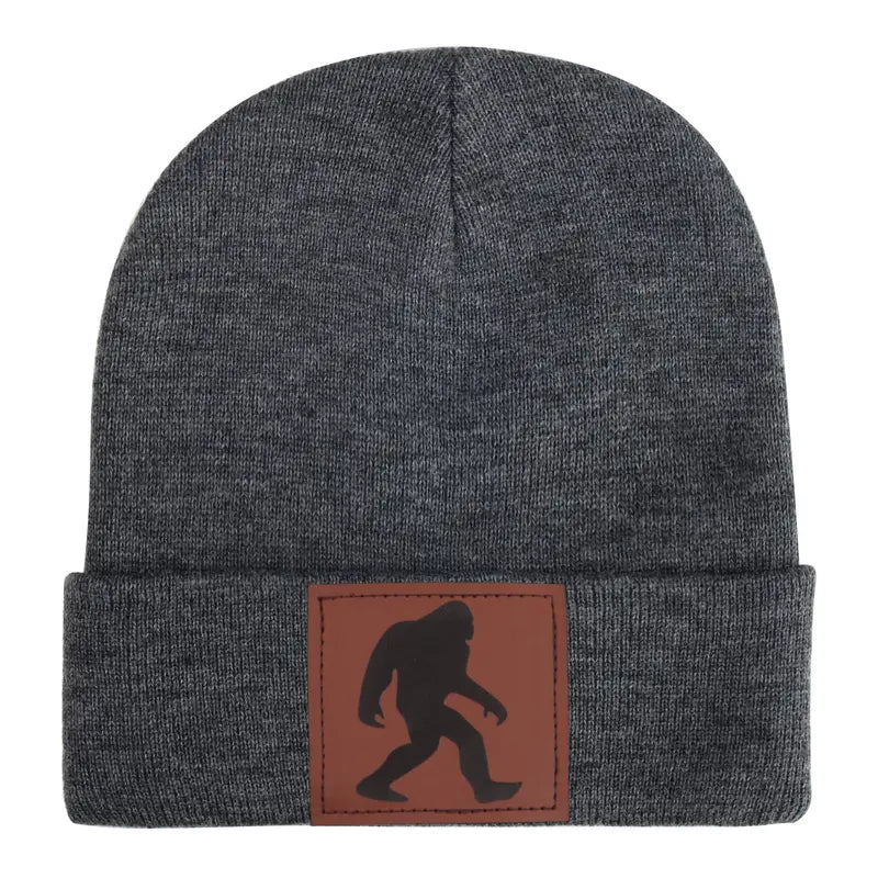 Big Foot Beanie w/Leather Patch, Assorted