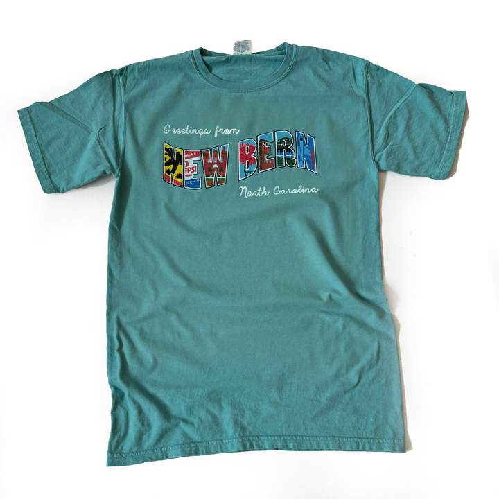 Greetings New Bern Postcard Mural T-Shirt, S/S