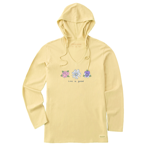 W's LS Crusher-LITE Hooded Tee 3 Flowers Rose Daisy Pansy