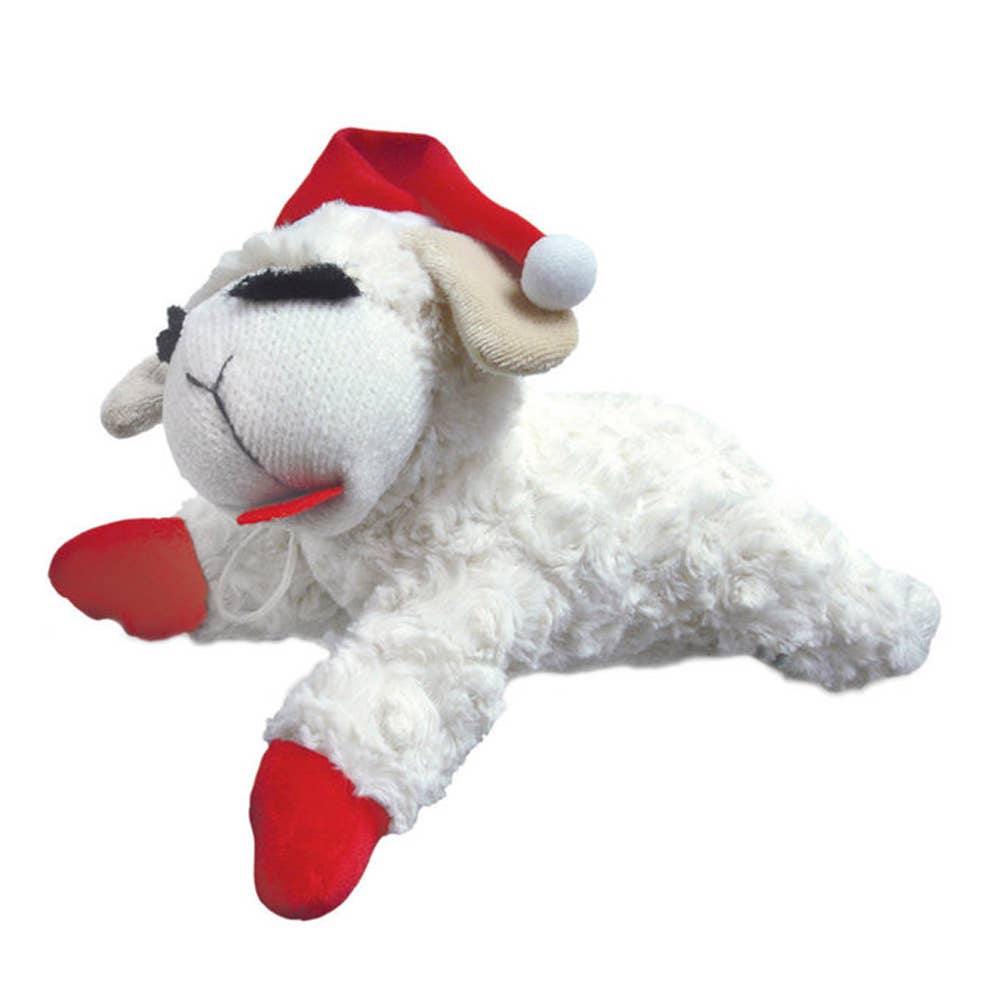 Multipet Holiday Lamb Chop w/ Santa Hat 10 in