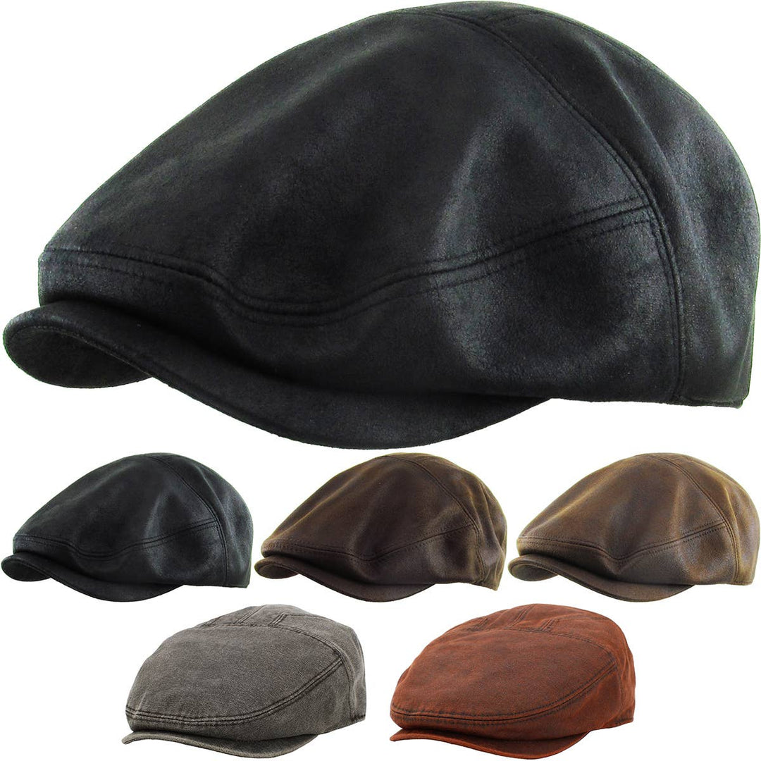 Faux Leather Ascot Ivy Newsboy Hat: COPPER