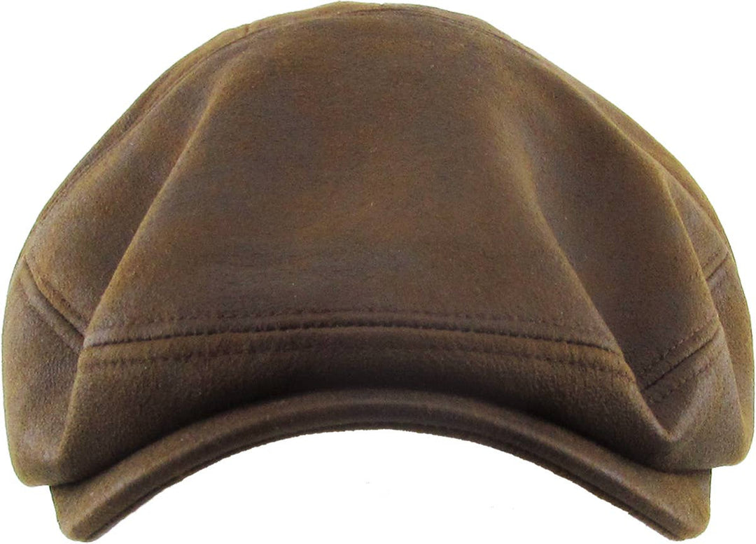 Faux Leather Ascot Ivy Newsboy Hat: COPPER