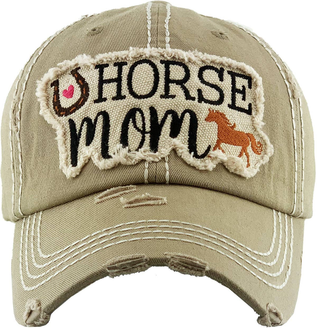 HORSE MOM Washed Vintage Ballcap: TUQ