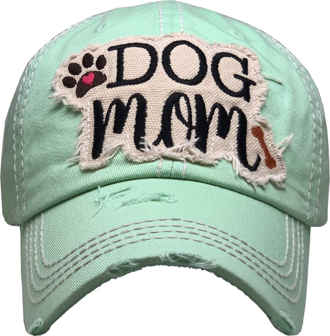 DOG MOM WASHED VINTAGE BALLCAP: PISTACHIO