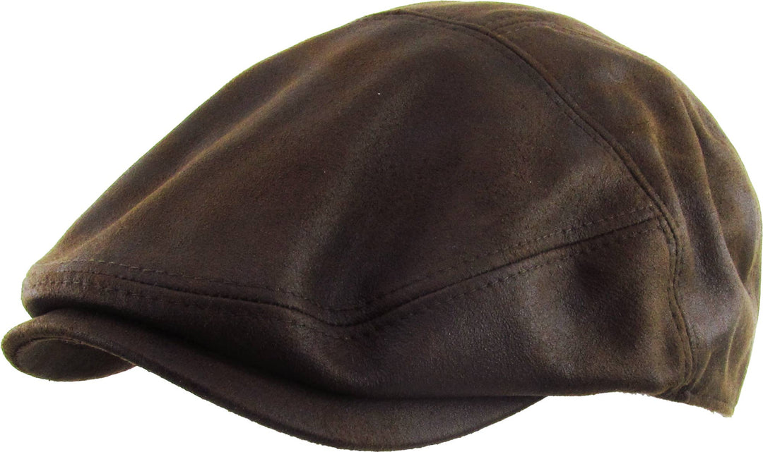 Faux Leather Ascot Ivy Newsboy Hat: COPPER