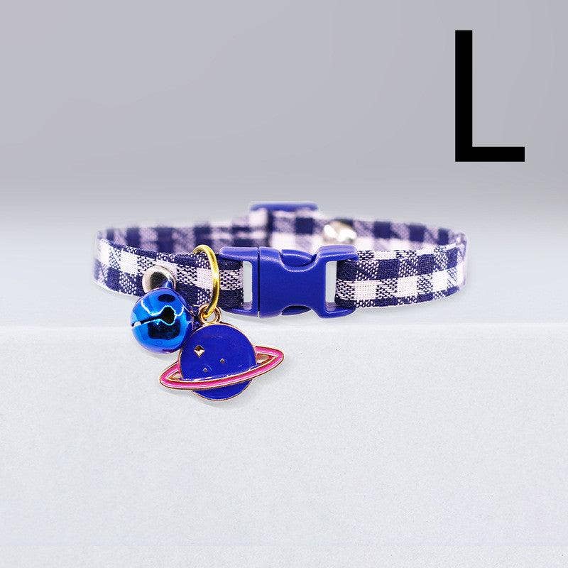 Checkered Cat Collar with Bell - Stylish Grid Patterns: F / S