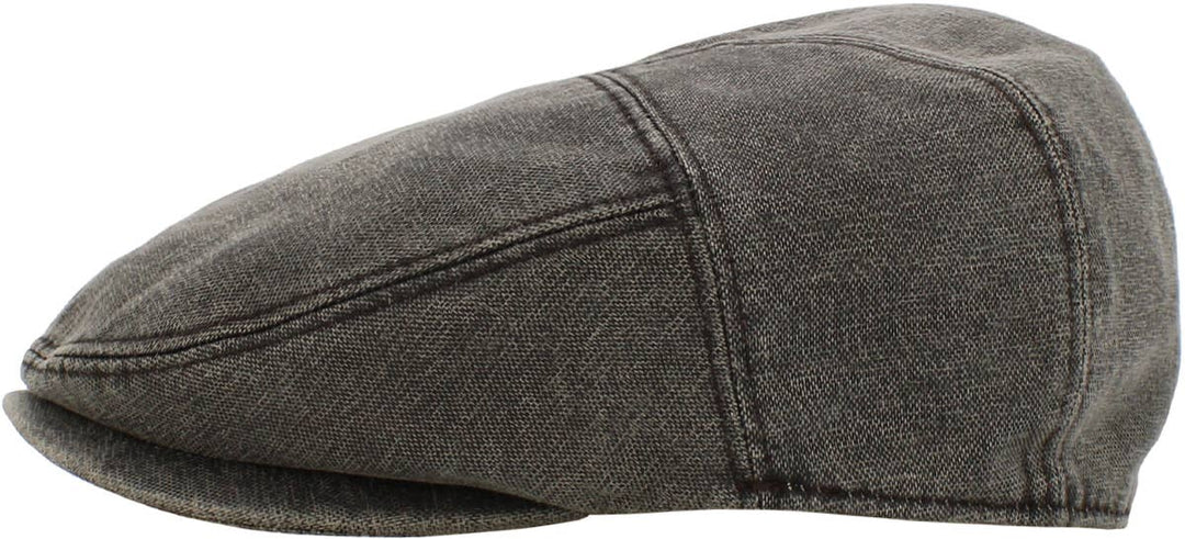 Faux Leather Ascot Ivy Newsboy Hat, Charcoal, L/XL