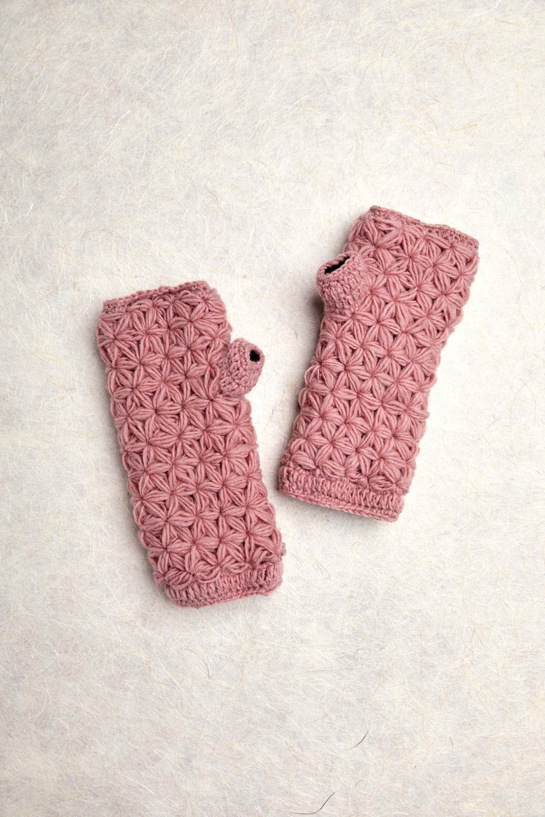 Addison Dusty Rose Crochet Handwarmers