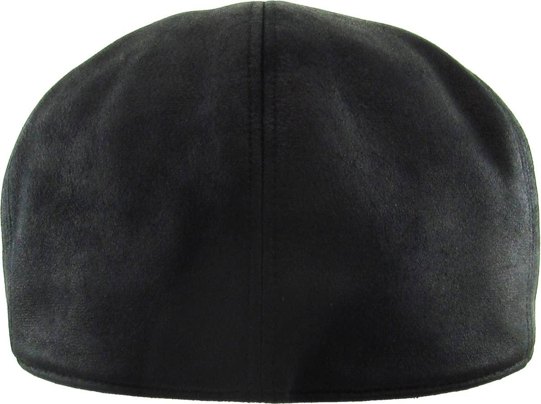 Faux Leather Ascot Ivy Newsboy Hat: Dark Brown