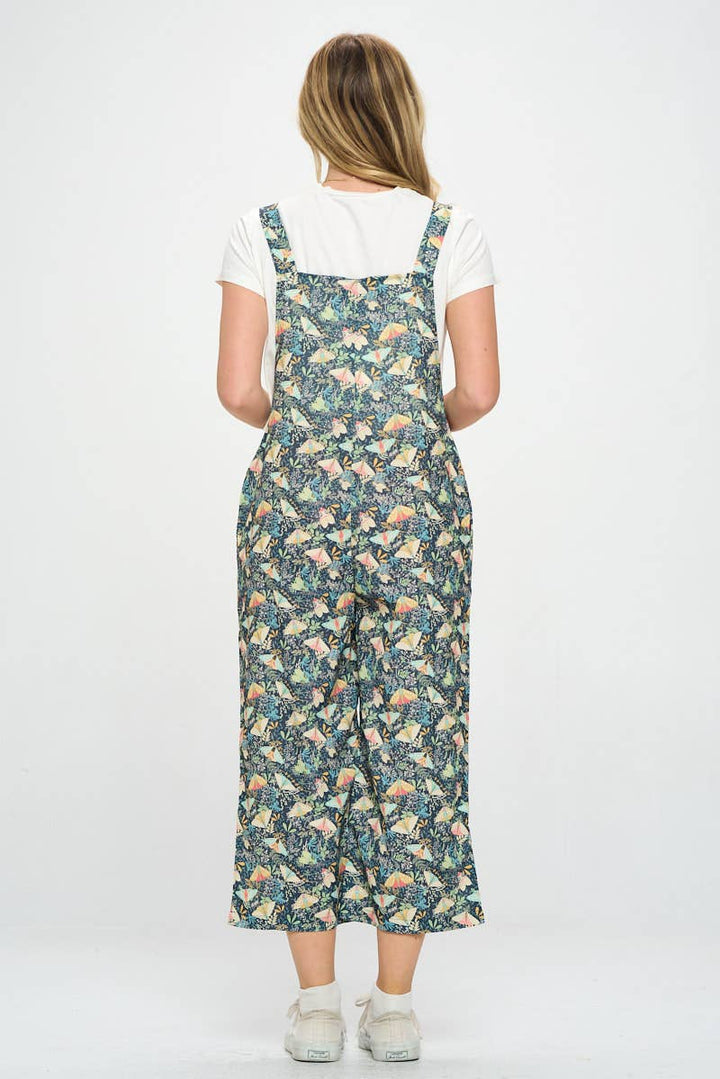 MOTH PRINT OVERALLS WITH POCKETS: M