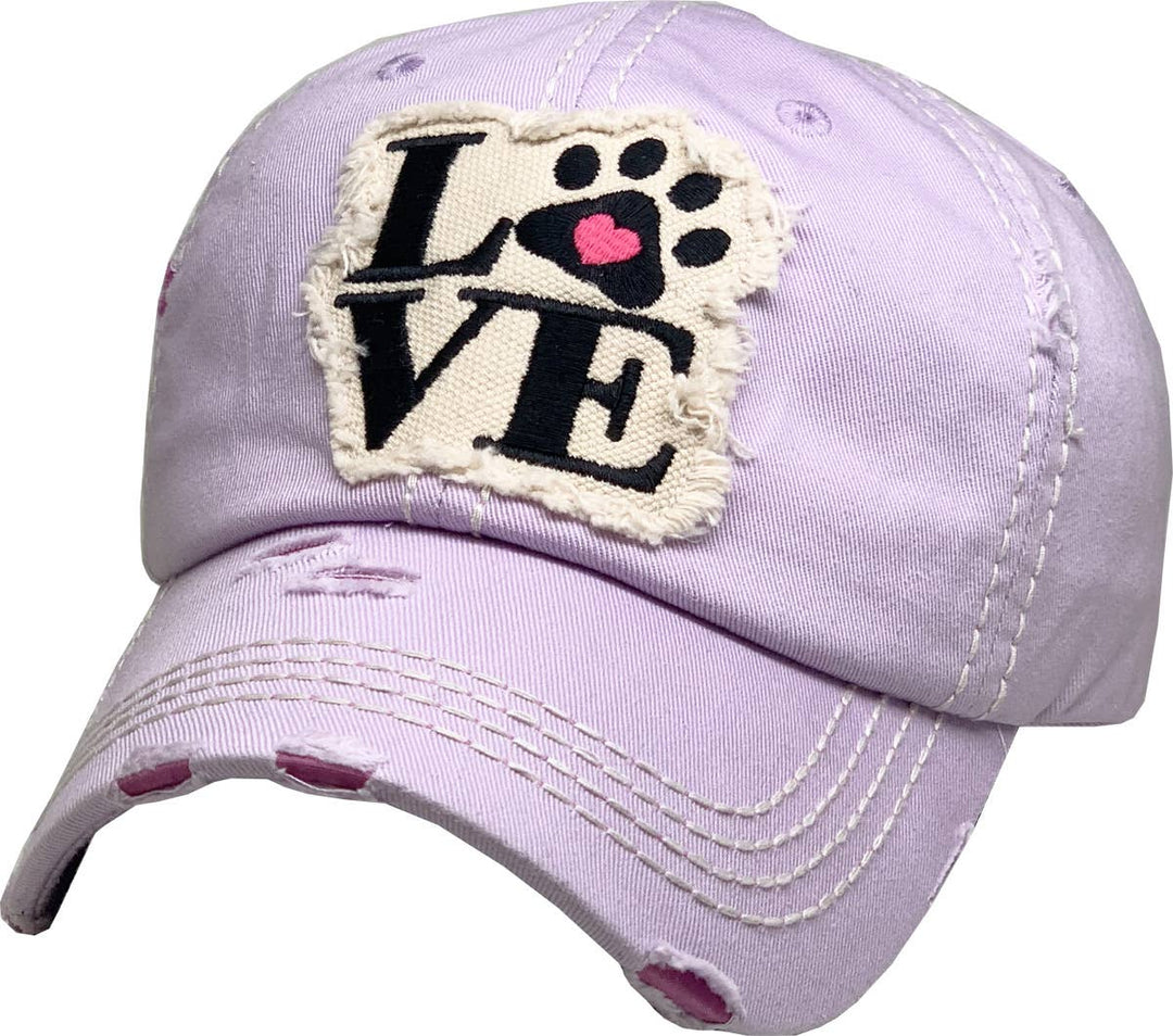 Paw Love Vintage Ballcap, Black