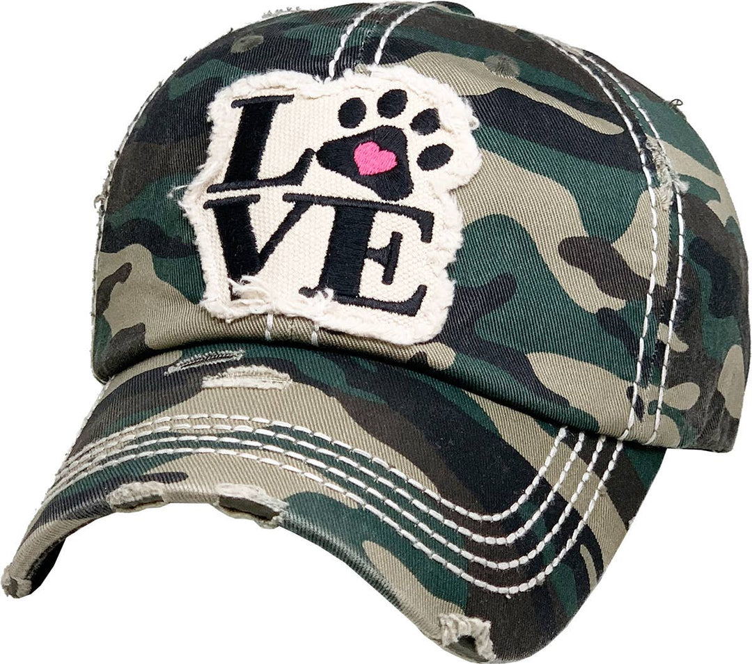 Paw Love Vintage Ballcap, Black